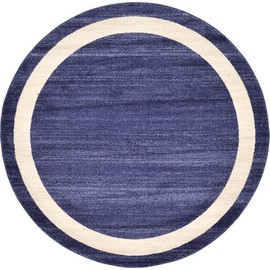 Unique Loom Del Mar Collection Contemporary Transitional Navy Blue Round Rug (6' 0 x 6' 0)