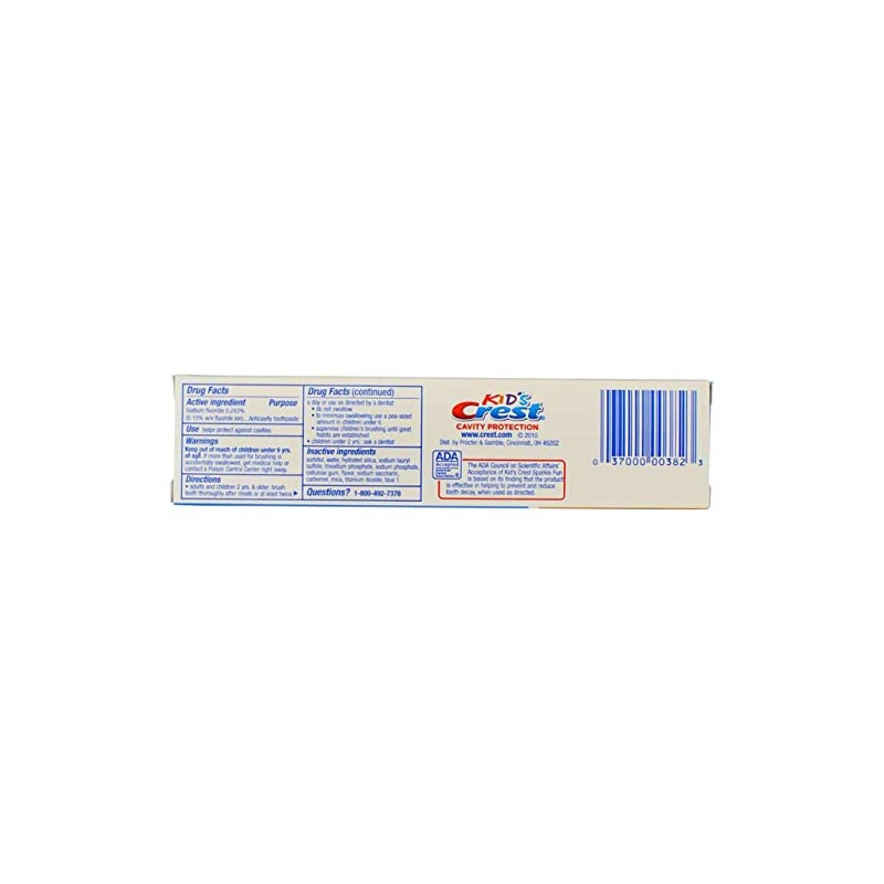 Crest Kids Tube Size Sparkle Fun Cavity Protection Toothpaste, 4.6