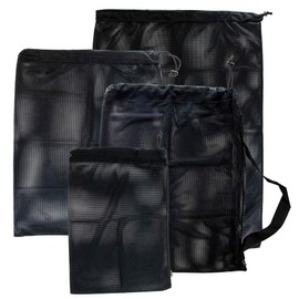 GOLBERG G Polyester Mesh Bag – Laundry, Gym, School Sports, Grocery, Beach Trip, Hunting, Camping, Catch-All Breathable Travel Bag (18 by 24 inch with Strap, Black)