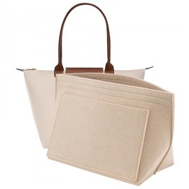 Wisebom Felt Bag Organiser for Longchamp, Felt Organiser with Multiple Pockets, Carry Bag Organiser, Handbag Inner Pocket for Keys, Lipstick, Water Cup (Beige, L)