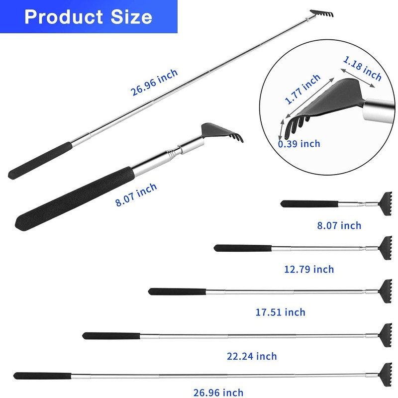 Kuvvfe 2 Pack Portable Extendable Back Scratcher, Stainless Steel Telescoping