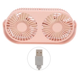 Double Fan USB Charging Fast Heat Dissipation 360° Rotation Double Head Fan Mini Desk Fan for Dormitory Desktop Home Pink