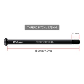 Thread Pitch 1.75mm Bicycle Hub Thru Axle Adapter Boost Forks Quick Release (12mm x 180mm Length)