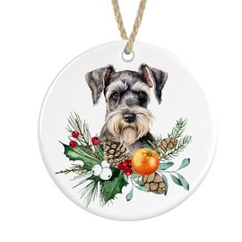 Miniature Schnauzer Ceramic Ornament, Christmas Tree Bauble Decoration (No text)