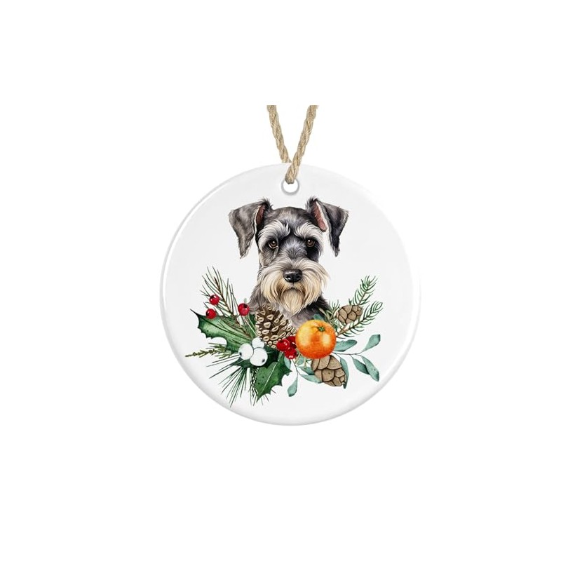 Miniature Schnauzer Ceramic Ornament, Christmas Tree Bauble Decoration (No text)