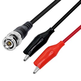 PNGKNYOCN 1.5 Feet BNC Q9 to Double Alligator Clip Test Cable Probe Leads Oscilloscope Test for Oscilloscope, Signal Generators, Video Surveillance (0.5M)