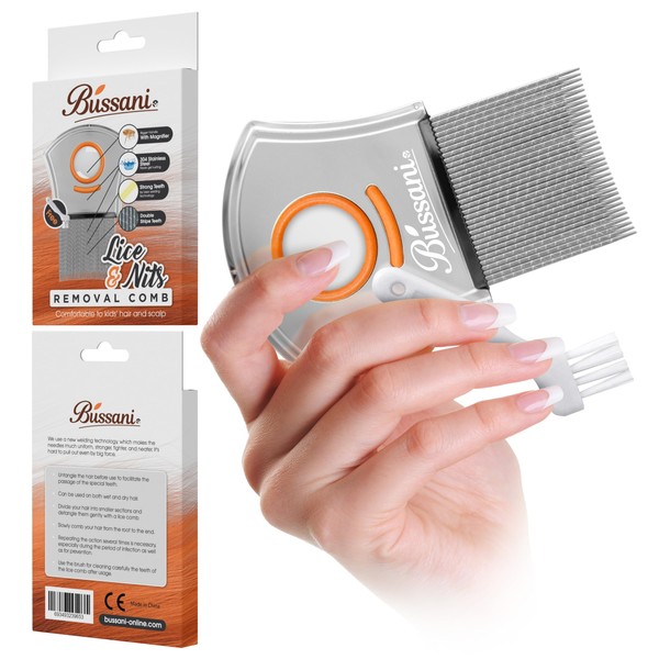 Bussani Lice Comb for Kids and Adults | Lice Treatment | Nit Comb for Lice Eggs | Lice Brush | Peine para Piojos y Liendres | Dandruff Comb | Psoriasis Comb | Louse Comb