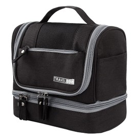 Large Hanging Travel Toiletry Bag,M MUNCASO Travel Cosmetic Organizer Wash Bag for Men Women with Dry and Wet Separation 2 Layers Design Waterproof Bathroom Bag (L-Black)