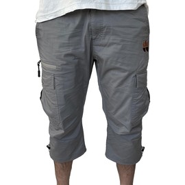 The Lazy King Men's Long Cargo Shorts (US, Alpha, Medium, Regular, Regular, Gray)