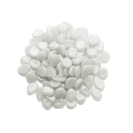 Mdurian Pack of 100 Luminous Stones Garden Glow in the Dark Pebbles Luminous Pebbles Fluorescent Stones for Home Garden Aquarium Decoration White