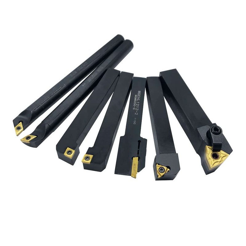 Indexable Lathe Turning Tool,1/2'' Shank 7 Pieces Carbide Turning Tool