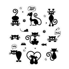 Wall Sticker, Cat, Cute, Removable, Power Switch, Outlet Sticker, Wallpaper, Sticker, Decoration, Interior, Waterproof, Sticker, Switch Decoration, Desk, Window, Cupboard, Bookshelf, Stylish, Room Decoration, Kitchen, Living Room, Living Room (Cats AA)