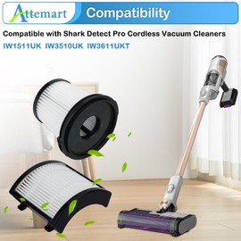 IW1511UK Filter Replacement Compatible with Shark IW3510UK, IW1511UK, IW3611UKT Detect Pro Cordless Stick Vacuum, 2 HEPA Back Filters & 2 Pre-filters