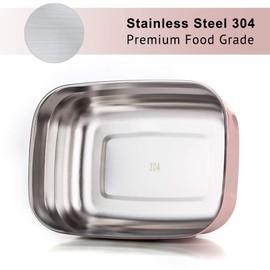 Lille Home Premium Stainless Steel Food Containers/Bento Lunch Box With Anti-Slip Exterior, Set of 3, 470ML, 900ML,1.4L, Leakproof, BPA Free, Portion Control, Pink