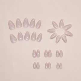 KooteenYao30 Pcs Medium Almond White False Nails, French Tip False Nails with Glue, Matte Press on Nails Removable & Accessories for Women Girls (White, One Size)