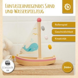 Bieco Toy Sailing Boat for Children - Boat Wooden Ship Toy - Boat for Toddlers - Boat Children's Toy Water - Sailing Boat Toy Boat Water - Wooden Boat Children - Sailing Boat Decorative Sandpit