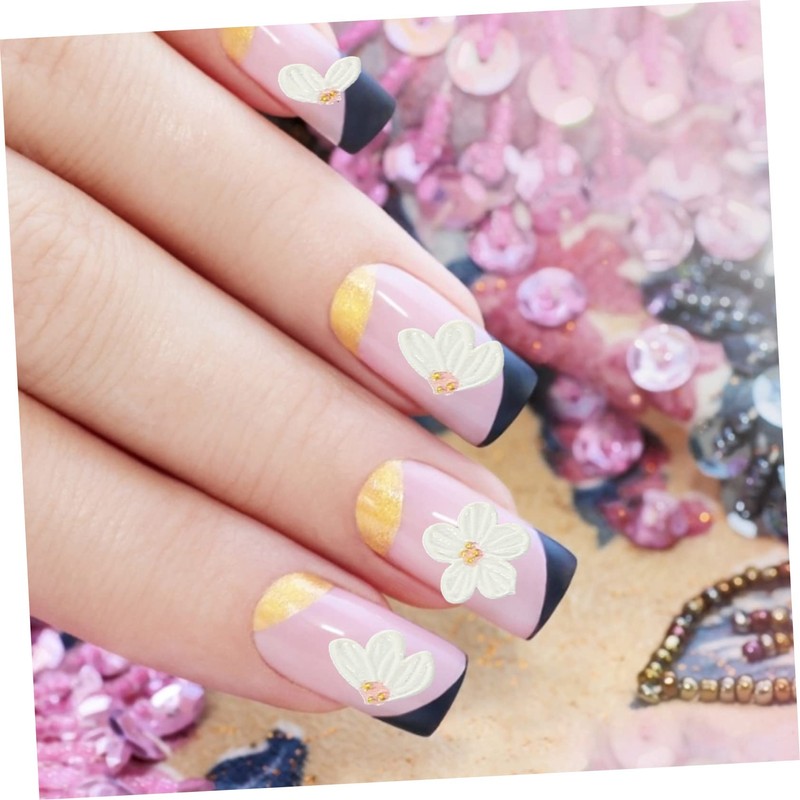 VICASKY 3sheets Embossed Nail Stickers Flower Nail Decals for Women