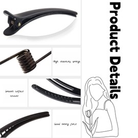 HSTWODE 12 or 24 Unisex Hair Clips, Hair Accessories, Women's Hair Clips, Hairdressing Clips (Matte Black) (12pcs 9.5cm)