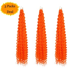 3X Passion Twist Crochet Braids Hair Orange Pre-Separated Synthetic Curly Braiding Hair 14 Inch 3 Packs Pre-twisted Passion Twist Braiding Hair Pre Looped Crochet Braids for Black Women(14INCH,Orange)