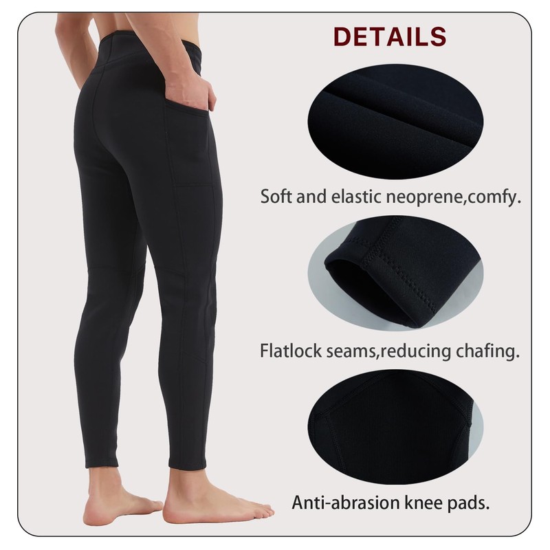 Lemorecn Wetsuit Pants Men 2mm Neoprene Swim Pants for Swimming