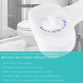 Deco Essentials Non-Electric Single Nozzle Toilet Seat Bidet for Standard 15/16"