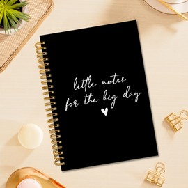 TWRVI Wedding Spiral Notebook, Bridal Shower Wedding Gifts Notebook Journal for Office Suplies, Just Married Gifts, Little Notes for the Big Day Journaling Notebooks 5.5"x8.3" 164 Pages Black