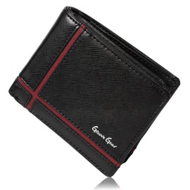 GROOVE GEAR ggs-1023 Men's Wallet, Bi-Fold Wallet, Saffiano Leather, Cross-Line