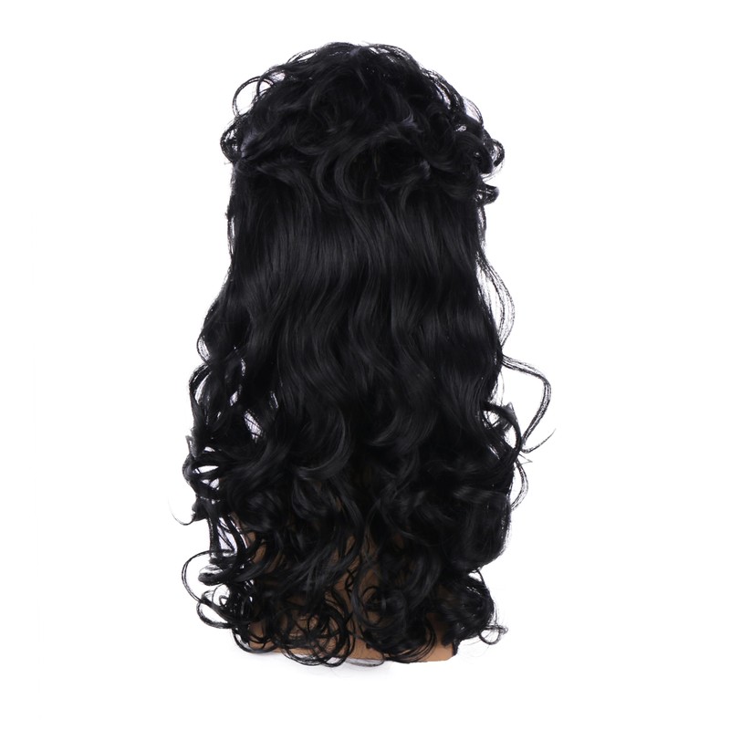 Edivd Children Black Wig Kids Long Black Wavy Curly Wig