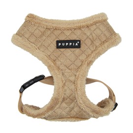 Puppia Douglas Dog Harness Over-The-Head Warm Winter Diamond Pattern Adjustable Chest for Small and Medium Dog, Beige, Medium