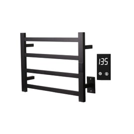 Topdattion Electric Towel Warmer | Super Thin | with Timer & Temperature Multi-Level Adjustments | Hardwired & Plug-in | 4 Bar Matte Black Finish