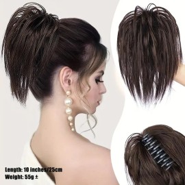 Easy Wear Messy Bun Hair Piece Natural Wavy Claw Clip in Hair Buns Women Chignon Synthetic Hair Bun Extensions Effortless Stylescolor: #1/6A