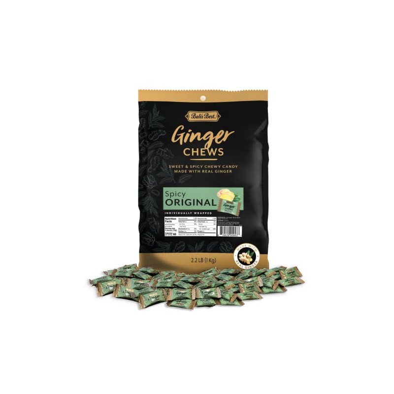 Bali's Best Ginger Chews, Spicy Original Flavor, 250 Pieces, 2.2