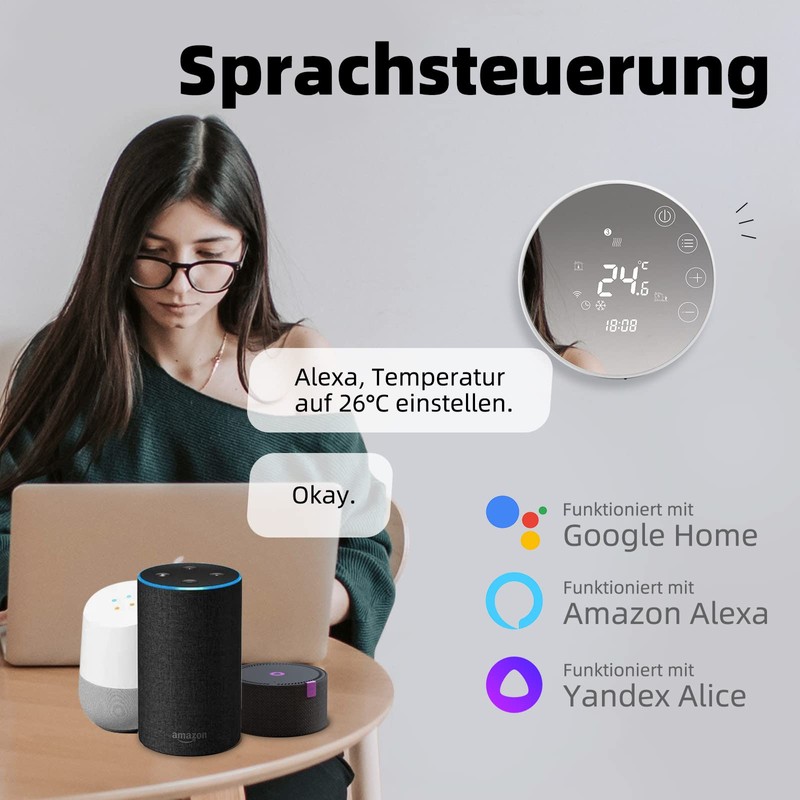 Beok Smart Underfloor Heating Thermostat, Programmable WiFi Thermostats for Underfloor