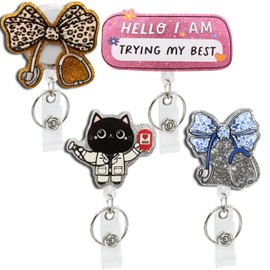 Retractable Badge Reel Cute with Clip and Key Ring for Id Name Card Holder/Nurse Medical Worker Teacher Doctor Student Office School (4 Medical Style)