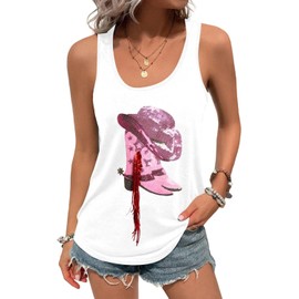 LUKYCILD Western Tank Top for Women Sequin Shirt Cowgirl Graphic Sleeveless Tanks Racerback Tank Cami Casual Summer Vest Top White