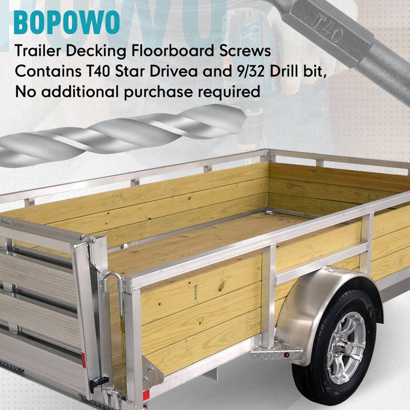 Bopowo (300pcs) 5/16-18 x 2-1/2" Flat Head Thread Cutting Trailer