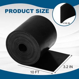 Neoprene Rubber Strips Solid Rubber Sheet for DIY Gasket, Warehouse, Pads, Seals, Weather Stripping, Crafts, Flooring(3.2In x 1/16In x 10Ft)