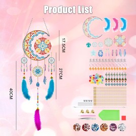 Kaizuca Craft Kit for Girls, Creative DIY Diamond Painting Hanging Kit, Mosaic Kits for Children Aged 5 and Up, Wind Chime Craft Set for Garden and Bedroom Decoration