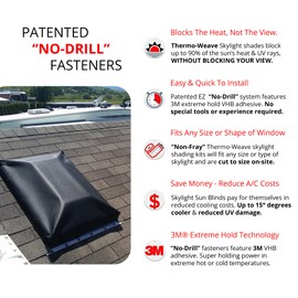 EZ Snap Skylight Shades No Drill – 8'' x 8'' Black Mesh Sun Screen with 5 Black Snap Fasteners, Exterior Skylight Sun Shade for UV & Heat Block, DIY Window Cover, Quick & Easy to Install for Summer