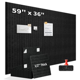 YNHAY Large Cork Board, 59" x 36", 1/2" Thick Bulletin Board, Black