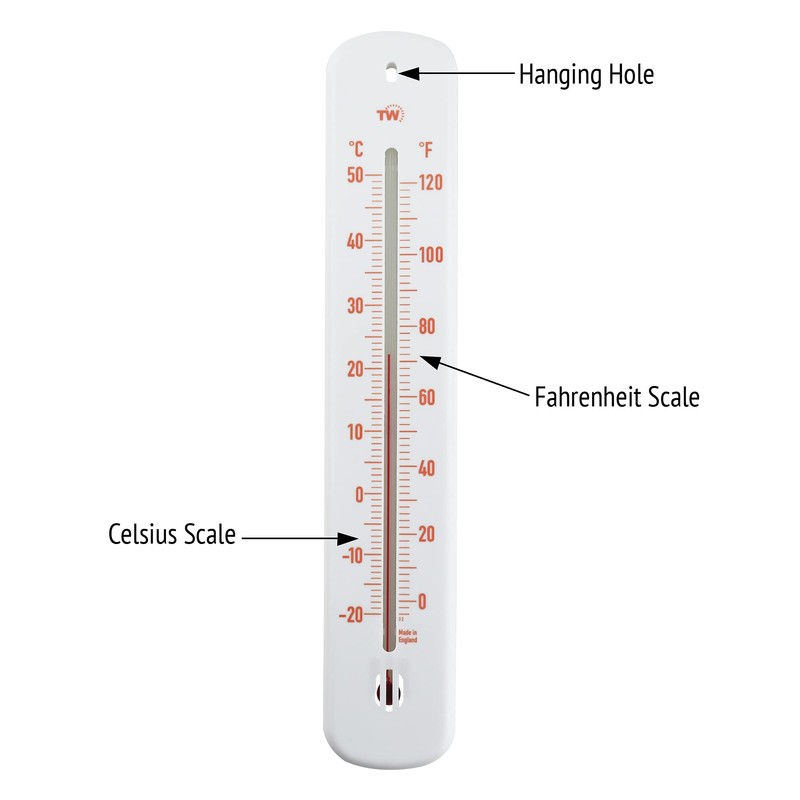Wall Thermometer 215mm - Colour Coded Room Thermometer - Made