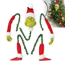 Christmas Tree Decoration, Grinchs Tree Topper Decoration, Christmas, Grinch Elf Head, Arms, Legs, Creative Tree Decoration, Christmas Tree, Elf Legs Ornaments, Grinchs Hanging Ornament for Holiday