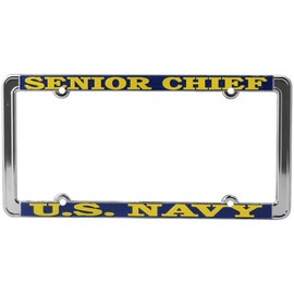 Honor Country US Navy Senior Chief License Plate Frame, Thin Rim