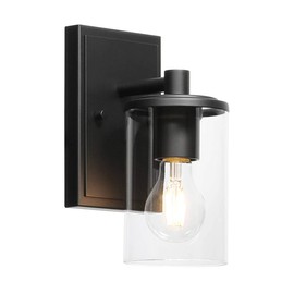 XiNBEi Lighting Wall Sconce 1 Light Bathroom Vanity Light with Glass, Modern Indoor Black Sconces Wall Lighting XB-W1240-1-MB