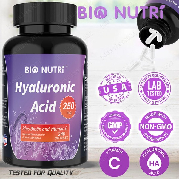 BIO NUTRI Hyaluronic Acid Capsules Supplement Support Healthy Joints Help
