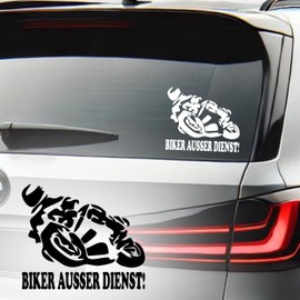 Motorcycle Sticker "Biker auser dienst!" Mopped Car Sticker Motorbike Love Tuning Sticker Decal 12 x 10 cm Black