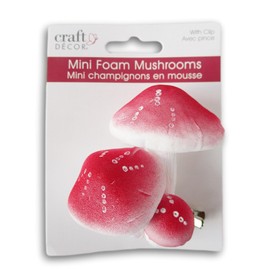 Mini Foam Mushroom Cluster with Clip (Red)