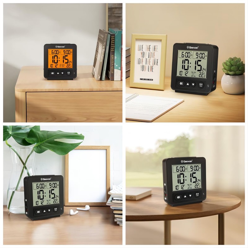 Geevon Small Atomic Travel Alarm Clock with Auto/8s Backlight, 2