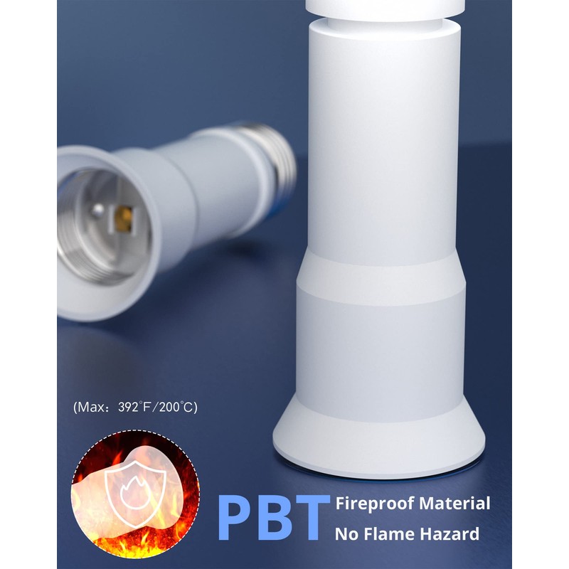 JACKYLED E26 Light Socket Extender 4-Level Extendable, 3.1-4.3in/8-11cm Extension E26/E27