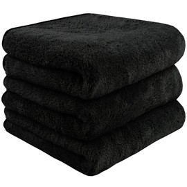 HIDMD Microfibre Car Drying Towels Absorbent Large Car Cleaning Cloths Plush Thick Car Washing Towels Auto Detailing Towels 380gsm 40CM x 60CM 3 Pack Black